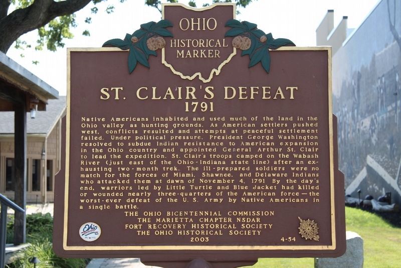 St. Clair’s Defeat / Wayne’s Victory Marker image. Click for full size.
