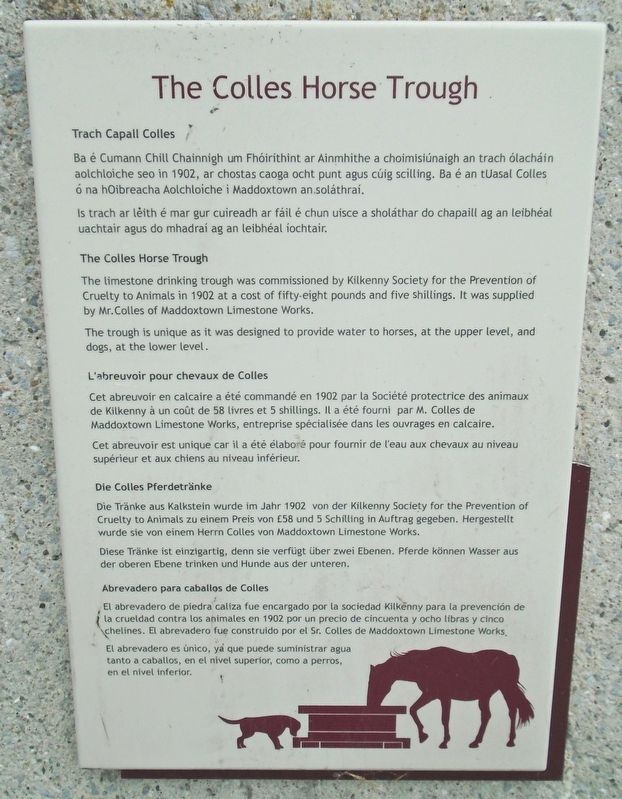 The Colles Horse Trough Marker. Click for full size. The Colles Horse Trough Marker image. Click for full size.
