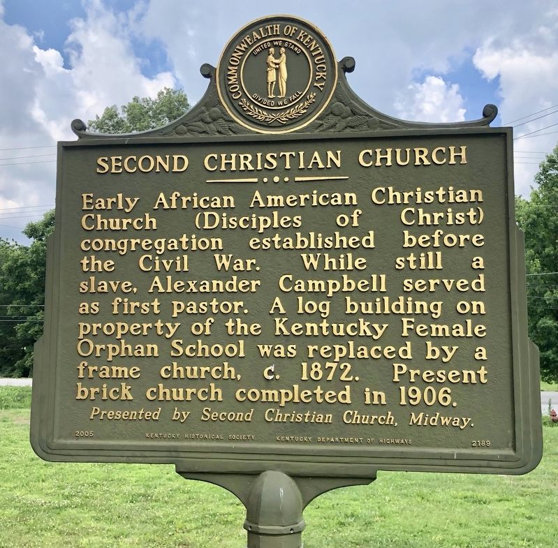 Second Christian Church, Midway Marker image. Click for full size.