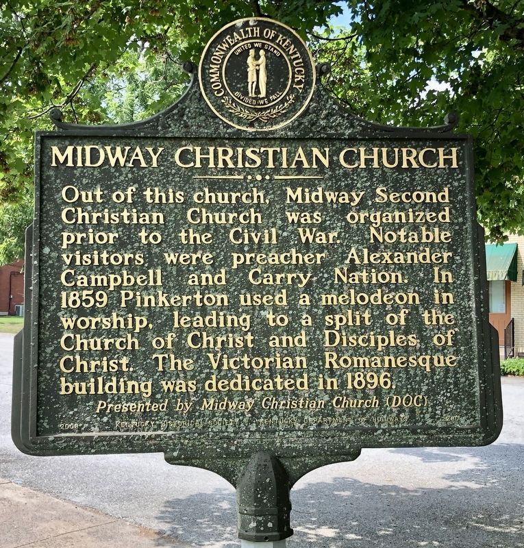 Midway Christian Church Marker (reverse) image. Click for full size.