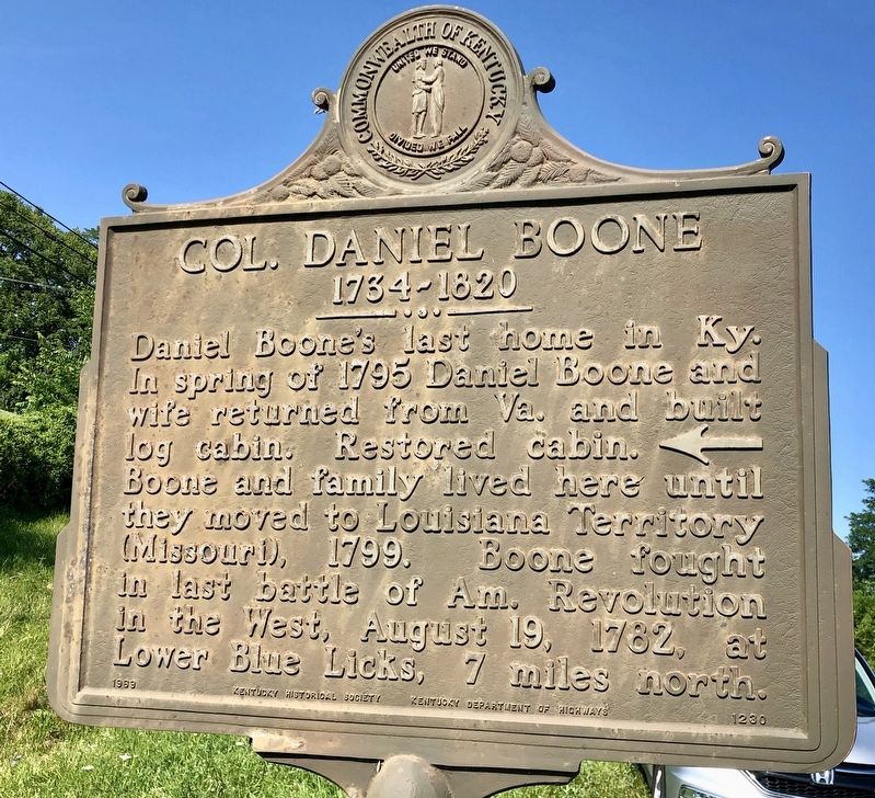 Col. Daniel Boone Marker image. Click for full size.