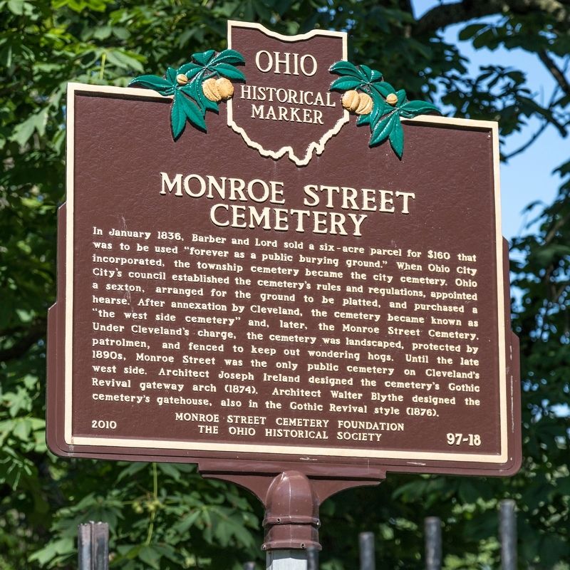 Monroe Street Cemetery side of marker image. Click for full size.