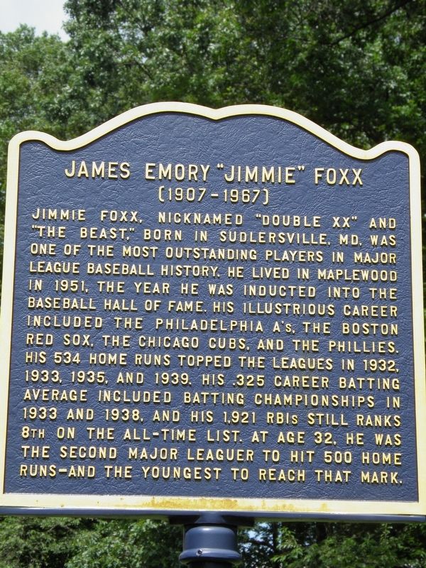 James Emory "Jimmie" Foxx Marker image. Click for full size.