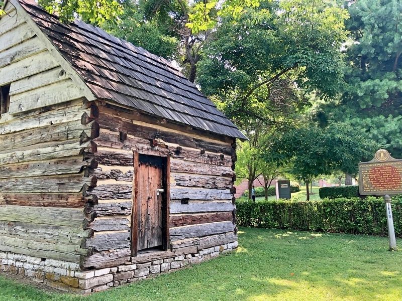 Patterson Cabin and marker. image. Click for full size.