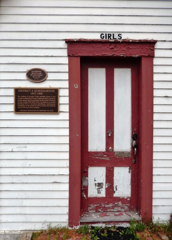 District 6 Schoolhouse Marker<br>(<i>located just left of "Girls" entrance</i>). Click for full size. District 6 Schoolhouse Marker<br>(<i>located just left of "Girls" entrance</i>) image. Click for full size.
