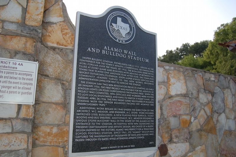 Alamo Wall and Bulldog Stadium Marker image. Click for full size.