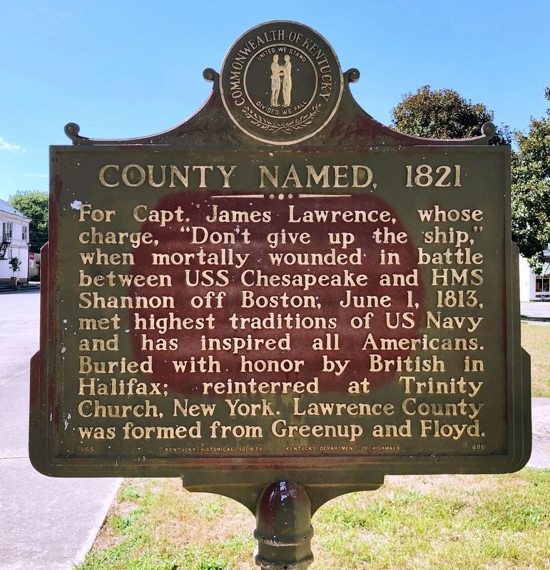 County Named, 1821 Marker. Click for full size. County Named, 1821 Marker image. Click for full size.