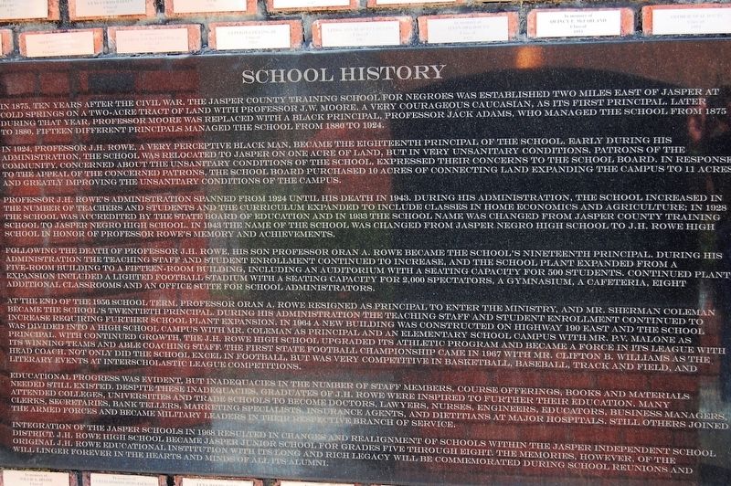 J. H. Rowe School History Marker image. Click for full size.