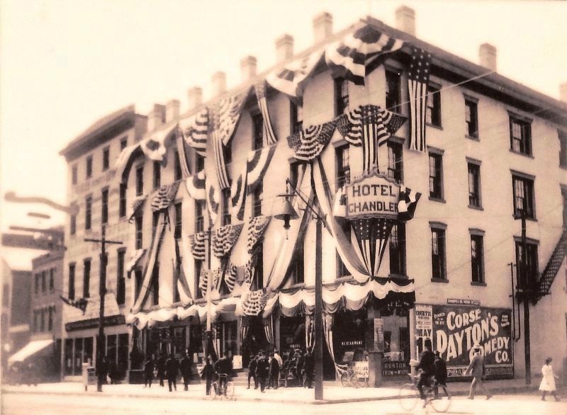 Marker detail: Hotel Chandler, corner Main & Bliss, Springfield 50th Anniversary, 1902 image. Click for full size.