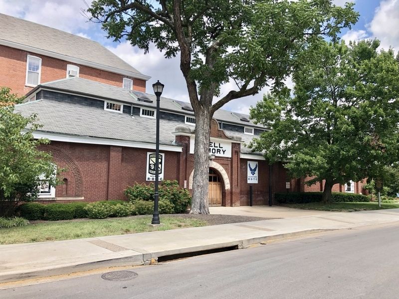 Barker Hall and Buell Armory and Marker (extreme right).. Click for full size. Barker Hall and Buell Armory and Marker (extreme right). image. Click for full size.