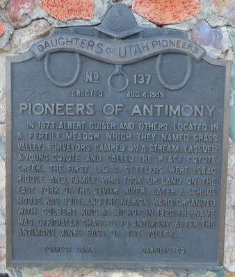 Pioneers of Antimony Marker image. Click for full size.