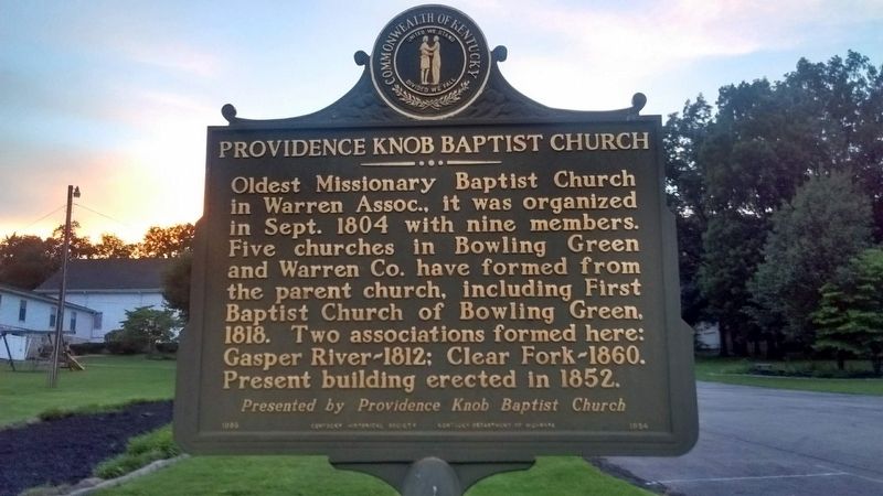 Providence Knob Baptist Church Marker image. Click for full size.