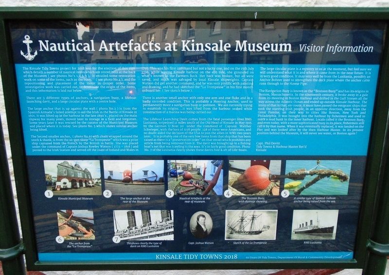 Nautical Artefacts at Kinsale Museum Marker image. Click for full size.