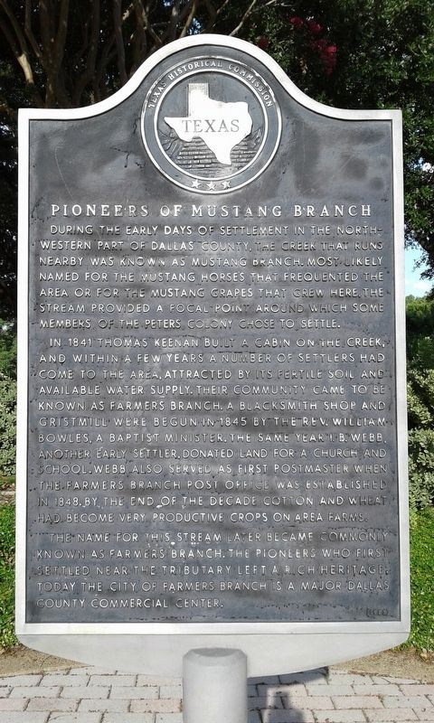 Pioneers of Mustang Branch Marker image. Click for full size.