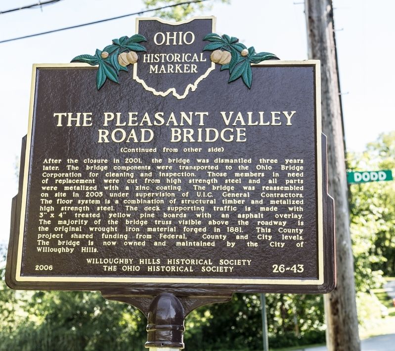 The Pleasant Valley Road Bridge Marker, side two image. Click for full size.