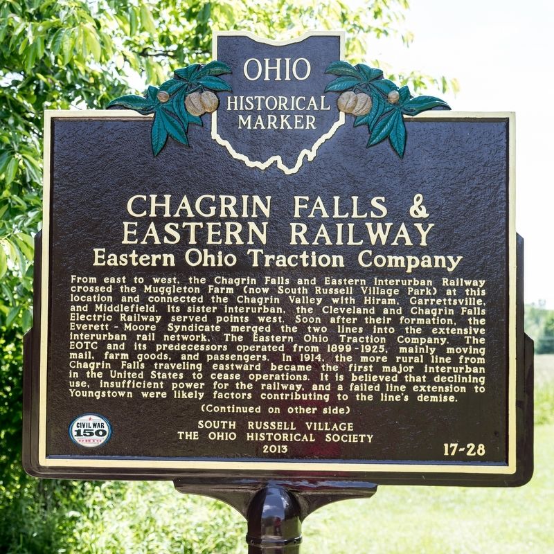 Chagrin Falls & Eastern Railway Marker, side one image. Click for full size.