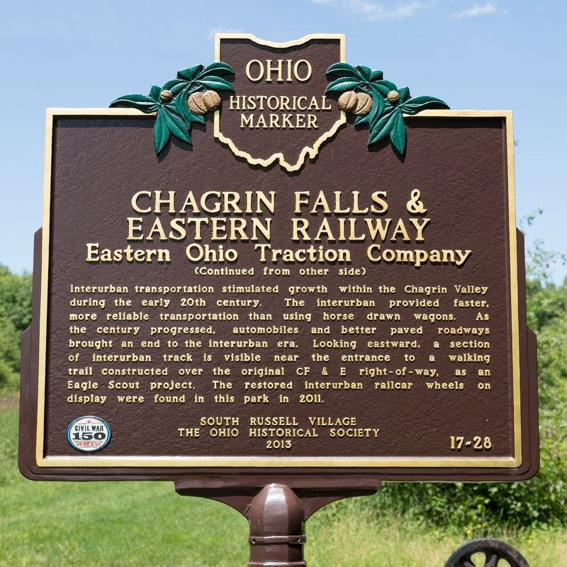 Chagrin Falls & Eastern Railway Marker, side two image. Click for full size.
