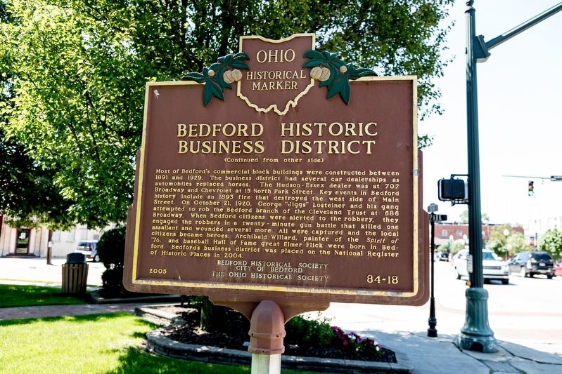 Bedford Historic Business District Marker, side two image. Click for full size.