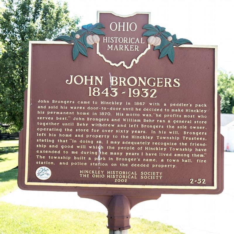 John Brongers side of marker image. Click for full size.
