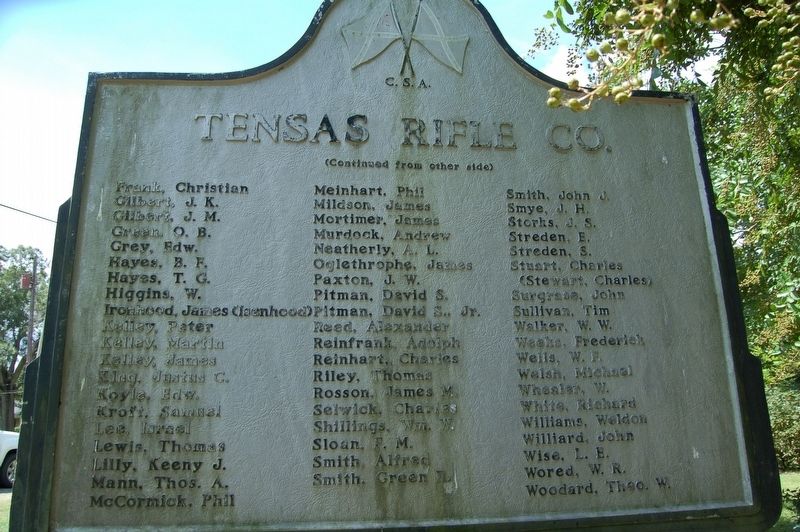 Tensas Rifle Co. Marker, Side Two image. Click for full size.