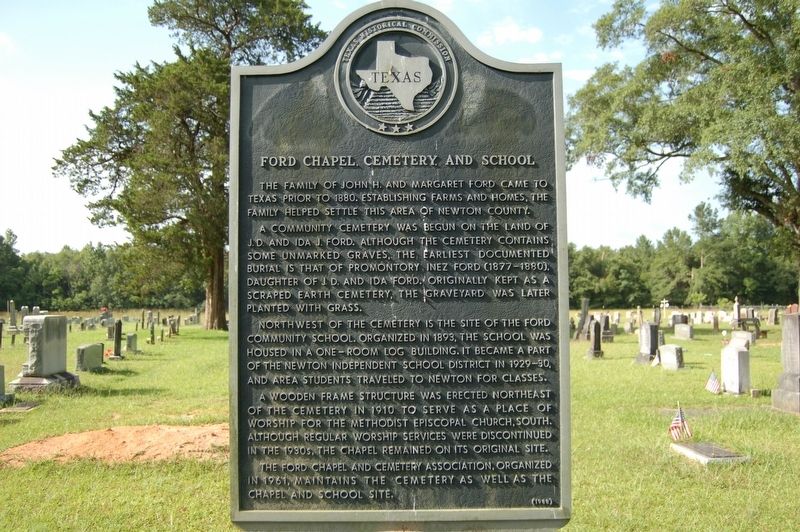 Ford Chapel, Cemetery, and School Marker image. Click for full size.