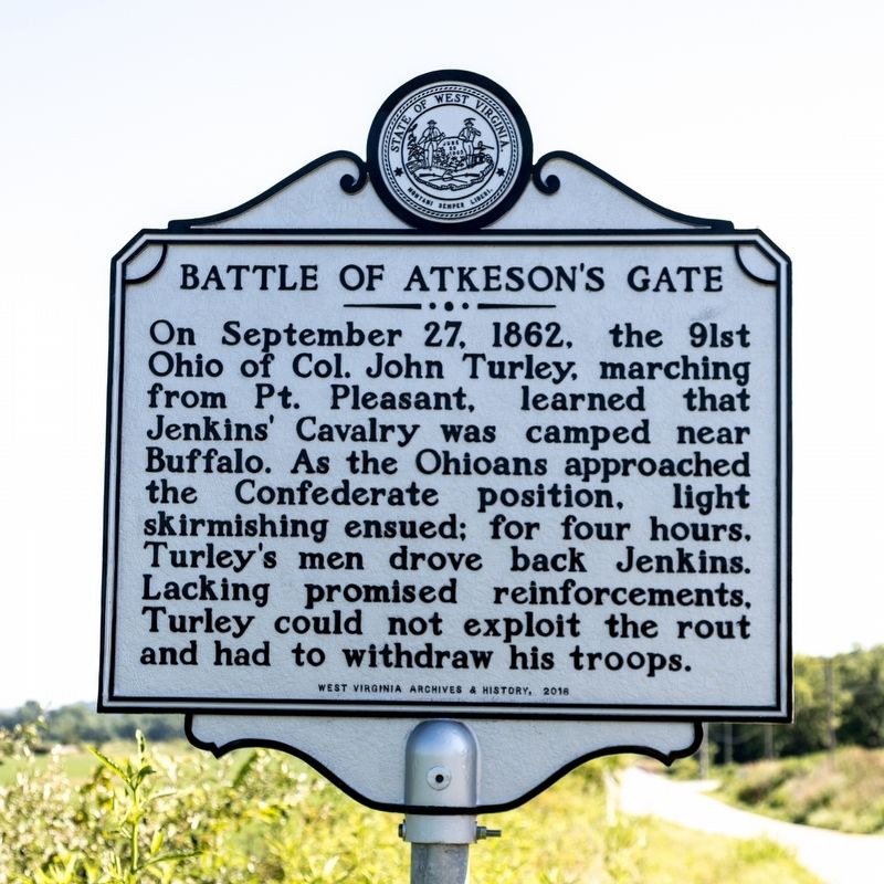 Battle of Atkenson’s Gate Marker image. Click for full size.