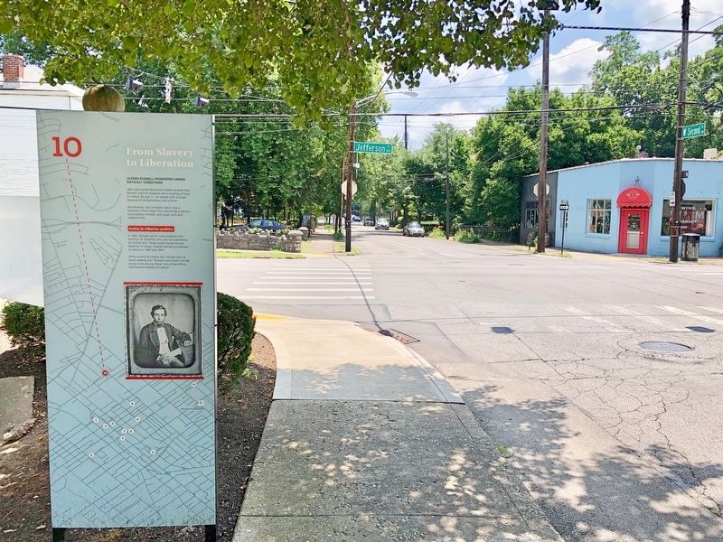 View of marker looking East on Jefferson Street. image. Click for full size.