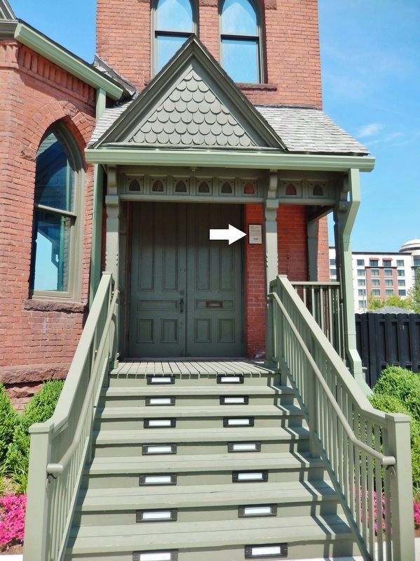 First Spiritualist Church Marker<br>(<i>mounted to right of front entrance</i>) image. Click for full size.