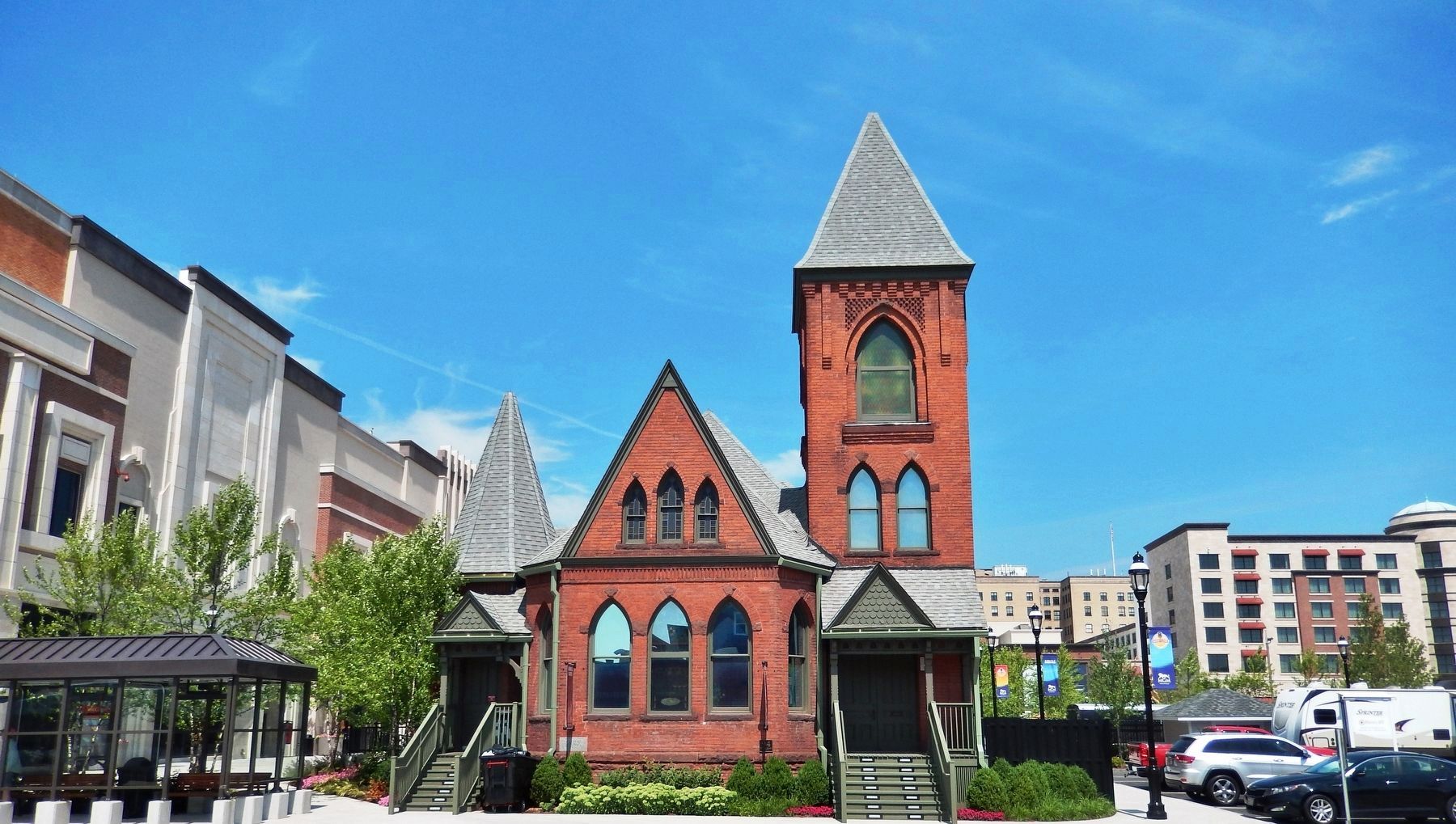First Spiritualist Church (<i>preserved in new location on Union Street as part of MGM complex</i>). Click for full size. First Spiritualist Church (<i>preserved in new location on Union Street as part of MGM complex</i>) image. Click for full size.