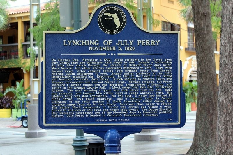 Lynching of July Perry side of marker image. Click for full size.