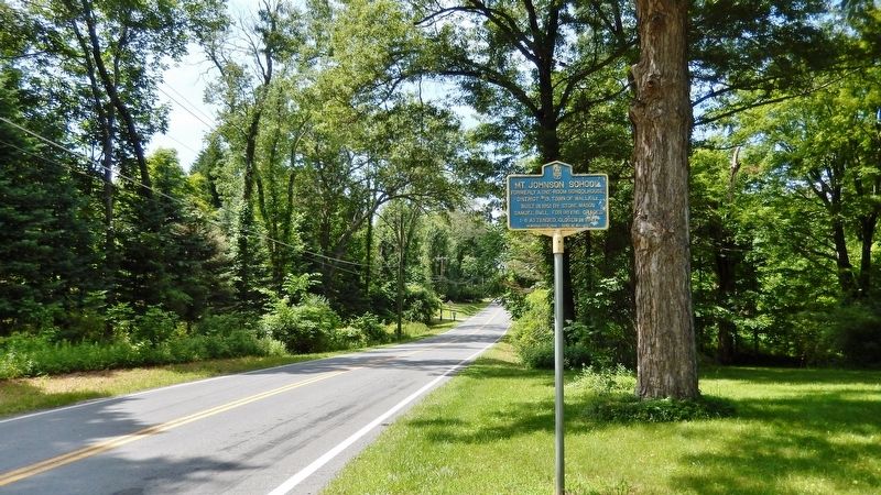 Mt. Johnson School Marker<br>(<i>wide view looking north along Goshen Turnpike</i>) image. Click for full size.