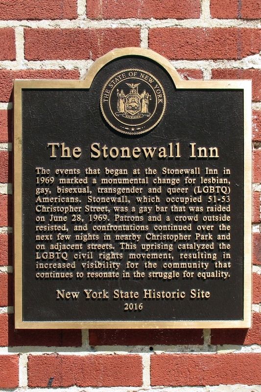 The Stonewall Inn Marker image. Click for full size.
