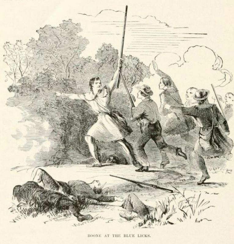 Illustration of Daniel Boone At Battle of Blue Licks. image. Click for full size.