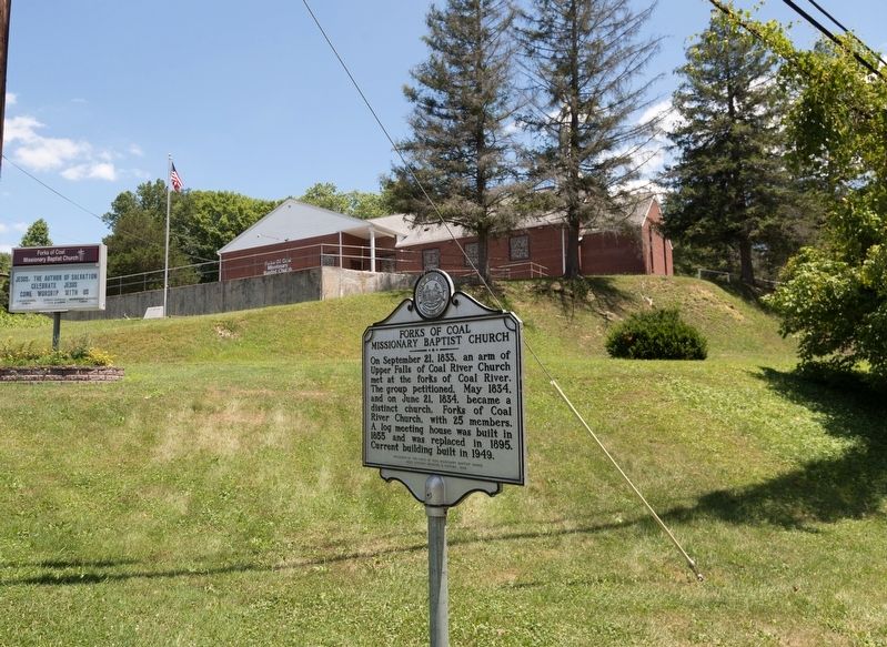 Forks of Coal Missionary Baptist Church and Marker image. Click for full size.