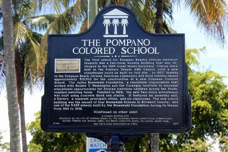 The Pompano Colored School Marker Side 1 image. Click for full size.