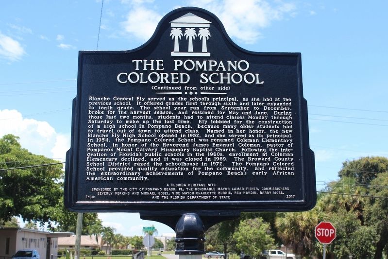 The Pompano Colored School Marker Side 2 image. Click for full size.