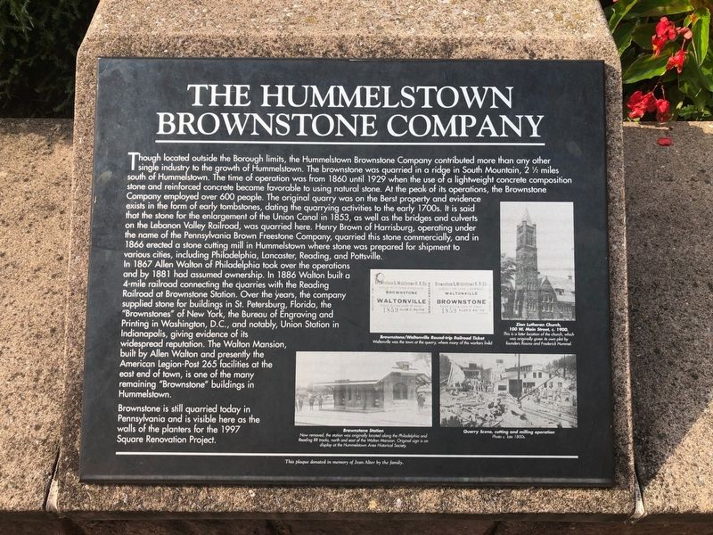 The Hummelstown Brownstone Company Marker image. Click for full size.