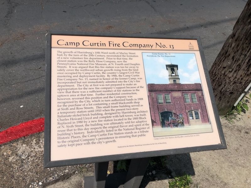 Camp Curtin Fire Company No. 13 Marker image. Click for full size.