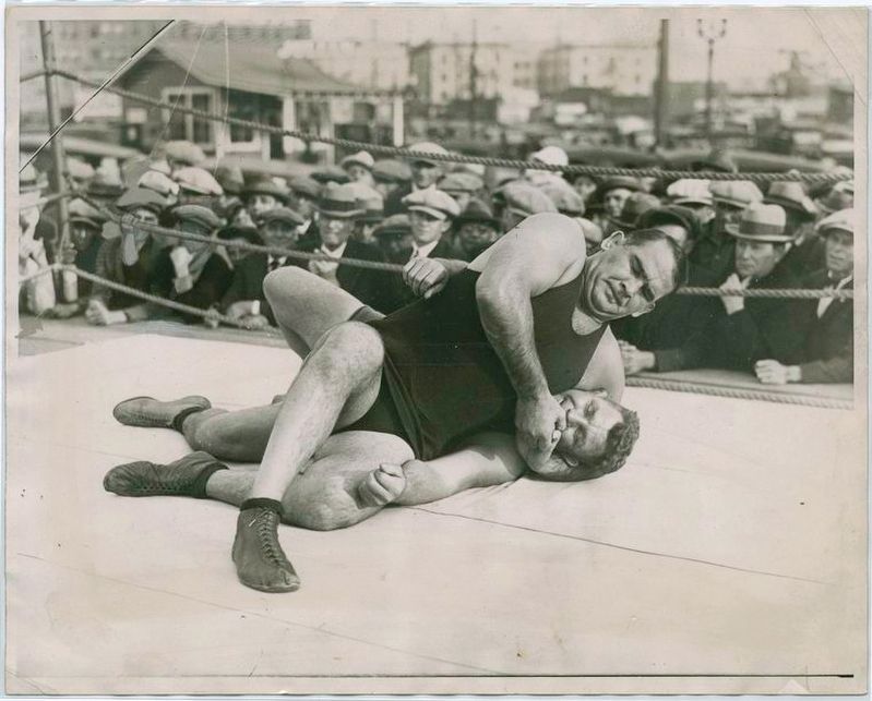 "Strangler" Lewis Wrestling With His Sparring Partner image. Click for full size.