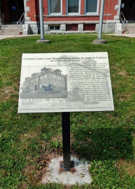 Carleton County Court House Marker<br>(<i>tall view</i>) image. Click for full size.