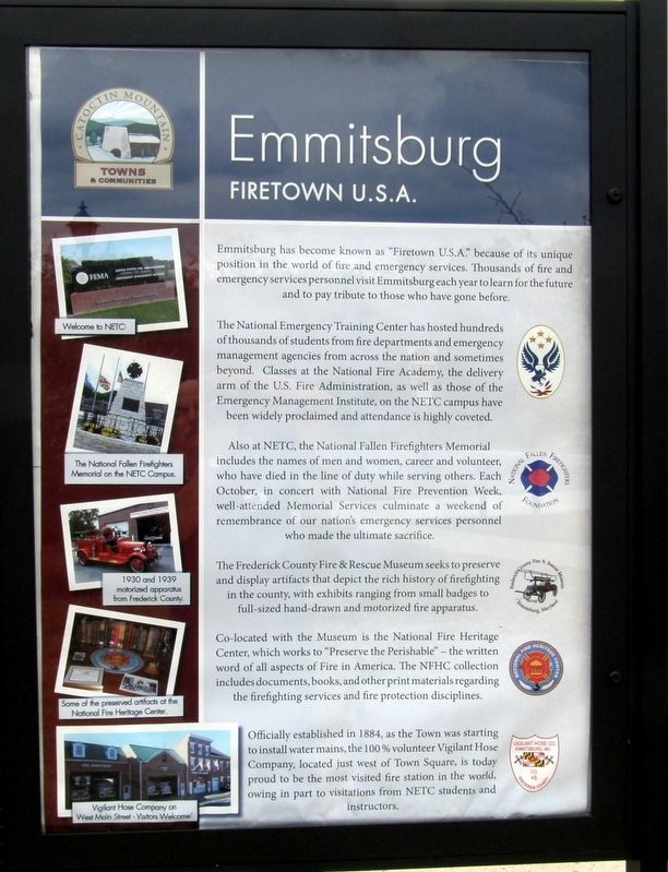 Emmitsburg - Firetown U.S.A. Marker. Click for full size. Emmitsburg - Firetown U.S.A. Marker image. Click for full size.