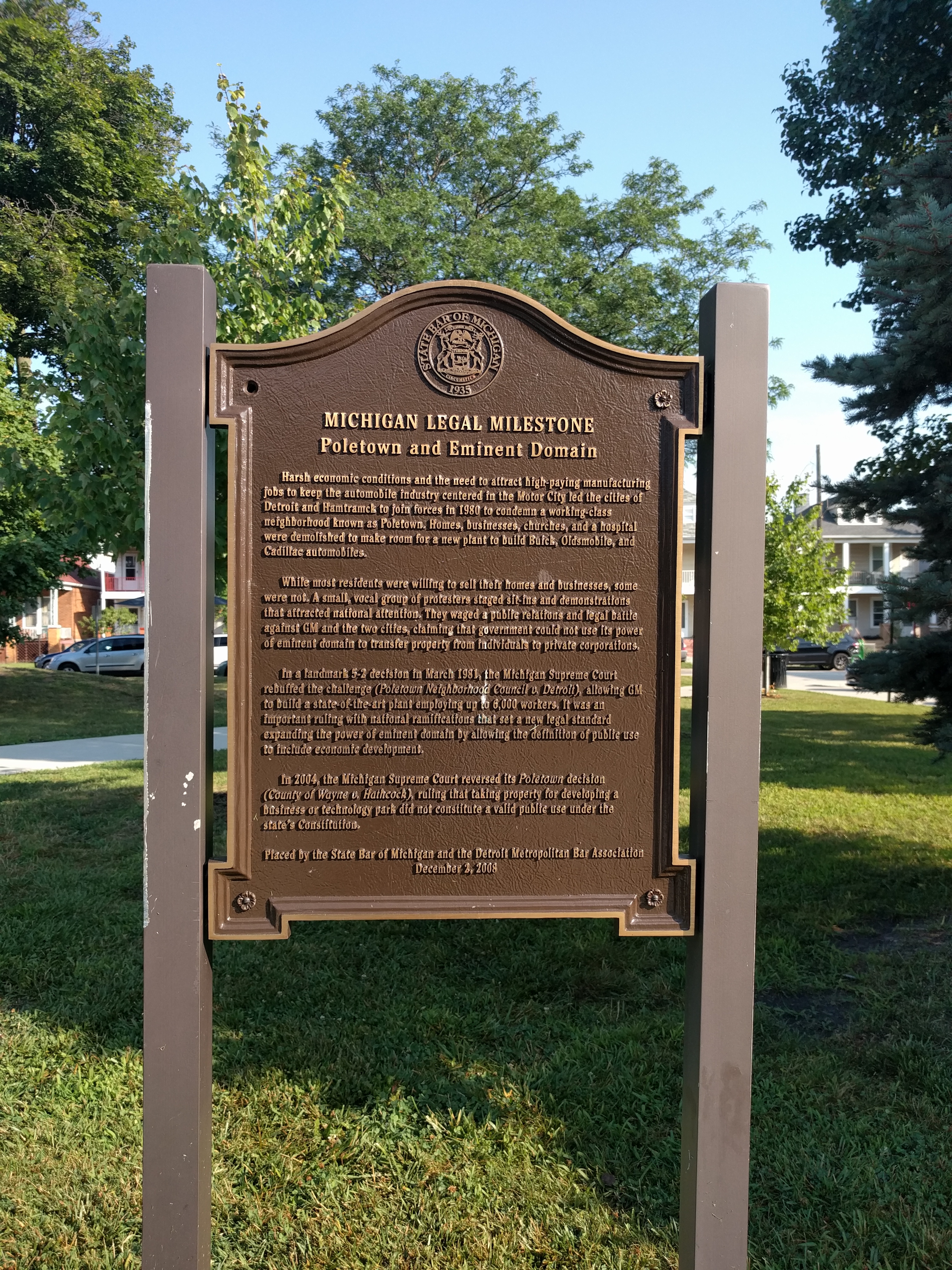 Poletown and Eminent Domain Marker