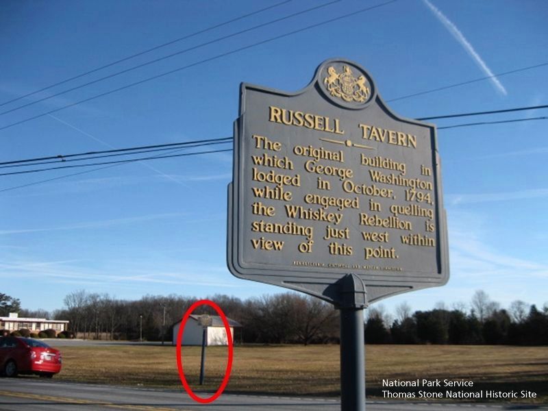 Russell Tavern Marker image. Click for full size.