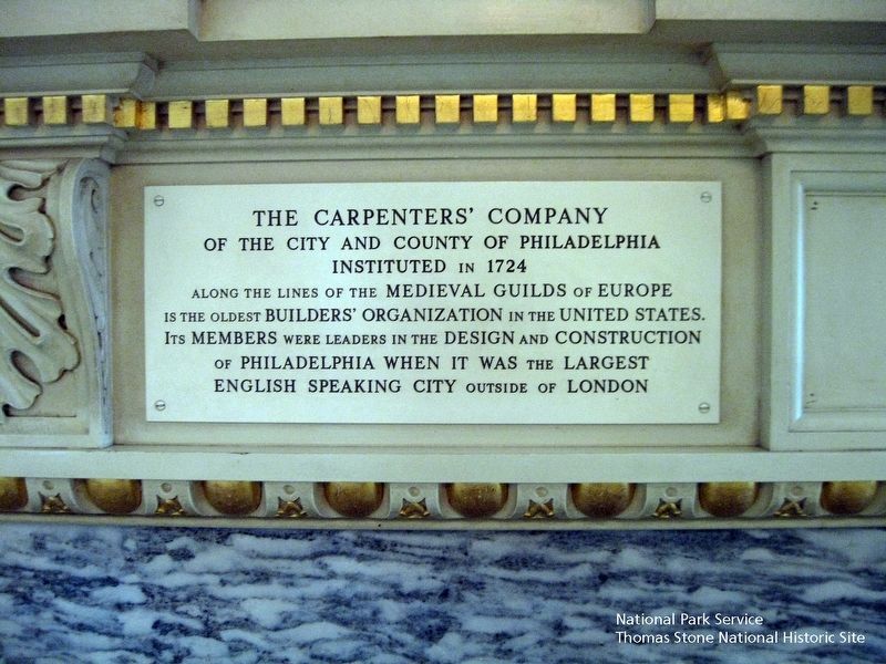 Commemorative stone inside Carpenters' Hall. image. Click for full size.