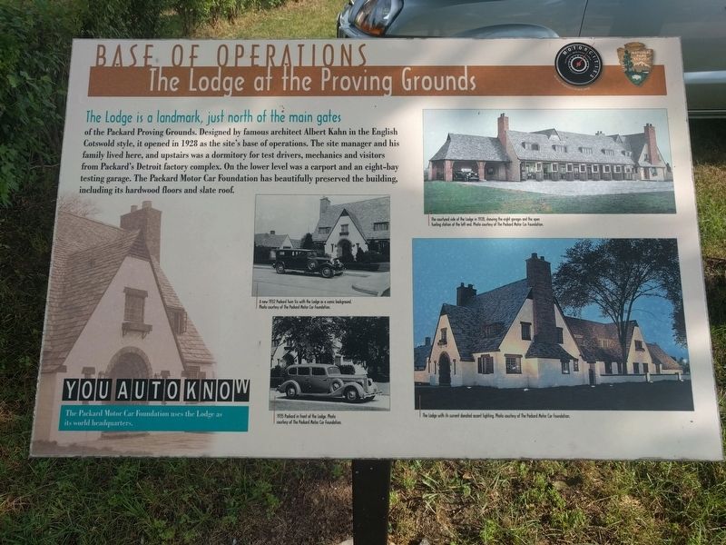 Base of Operations: The Lodge at the Proving Grounds Marker. Click for full size. Base of Operations: The Lodge at the Proving Grounds Marker image. Click for full size.