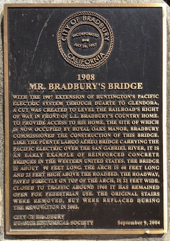 Mr. Bradbury’s Bridge Marker image. Click for full size.