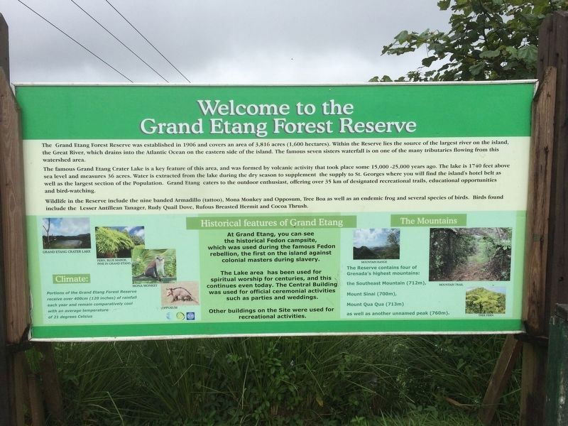 A previous version of the Grand Etang Forest Reserve Marker image, Touch for more information