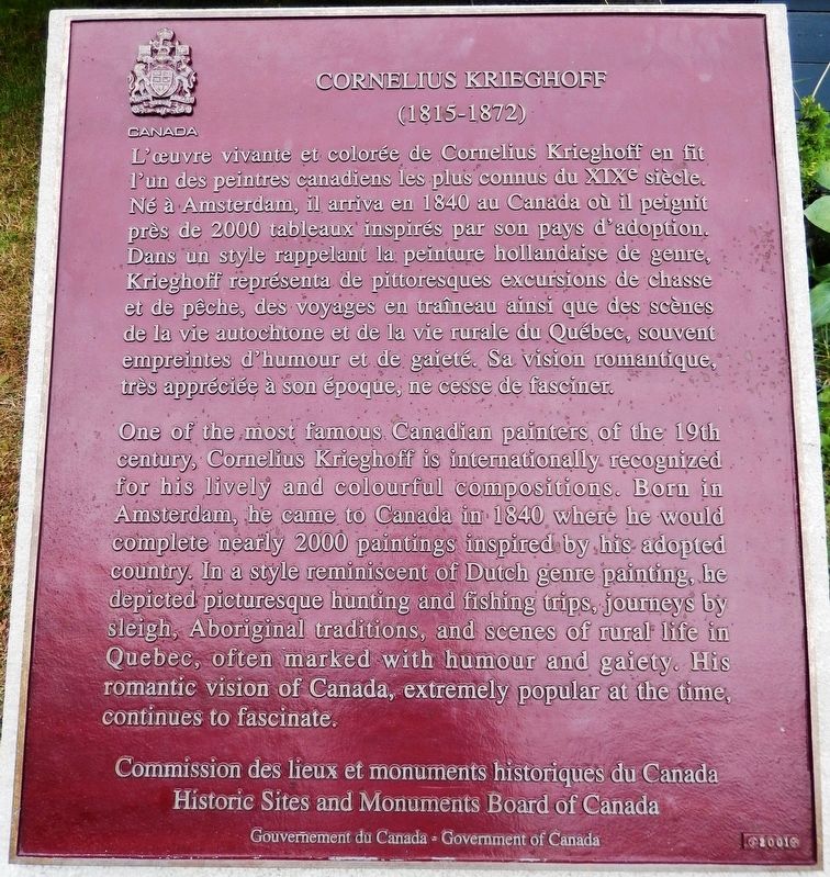 Cornelius Krieghoff Marker. Click for full size. Cornelius Krieghoff Marker image. Click for full size.