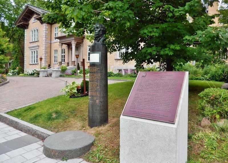 Cornelius Krieghoff Marker • wide view<br>(<i>Cornelius Krieghoff memorial bust in background</i>). Click for full size. Cornelius Krieghoff Marker • wide view<br>(<i>Cornelius Krieghoff memorial bust in background</i>) image. Click for full size.