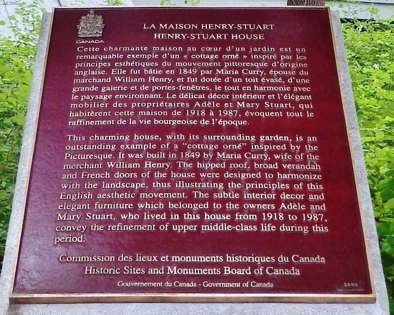 La Maison Henry-Stuart Marker. Click for full size. La Maison Henry-Stuart Marker image. Click for full size.